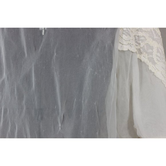 Apostrophe‎ women's vintage puff sleeve sheer lace peignoir boudoir robe - Picture 10 of 10